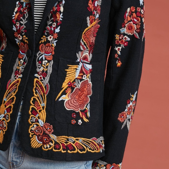 Anthropologie Maeve Ellen Embroidered Blazer - Picture 7 of 7